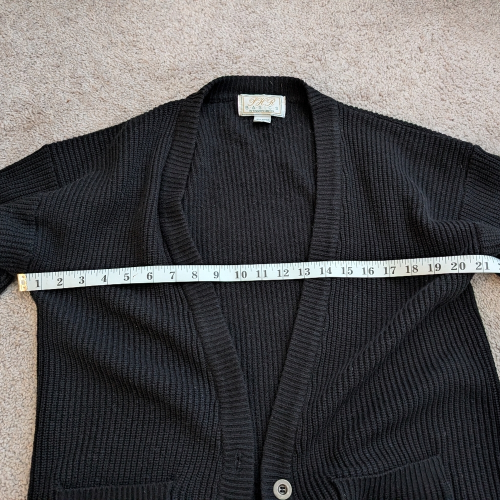Black Ribbed Cardigan Sweater - Picture 6 of 6